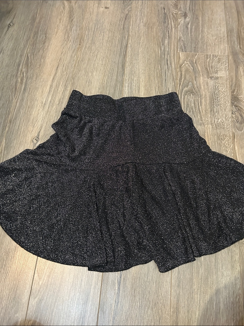 Black Metallic Tiered Women's Skirt